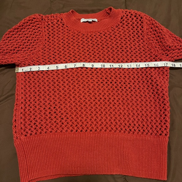 REBECCA MINKOFF Bianca Netted Terracotta long puff sleeve Sweater Small - Picture 9 of 13
